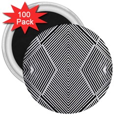 Black And White Line Abstract 3  Magnets (100 Pack) by Simbadda