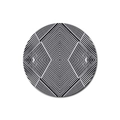 Black And White Line Abstract Rubber Coaster (round) 