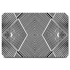 Black And White Line Abstract Large Doormat  by Simbadda