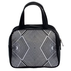 Black And White Line Abstract Classic Handbags (2 Sides) by Simbadda