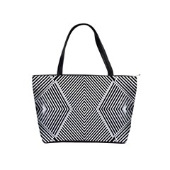 Black And White Line Abstract Shoulder Handbags by Simbadda