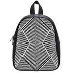 Black And White Line Abstract School Bags (Small)  Front