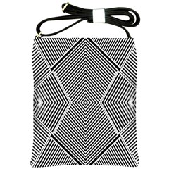 Black And White Line Abstract Shoulder Sling Bags by Simbadda