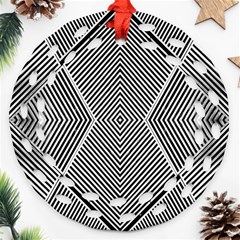 Black And White Line Abstract Ornament (round Filigree) by Simbadda