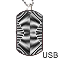 Black And White Line Abstract Dog Tag Usb Flash (one Side) by Simbadda