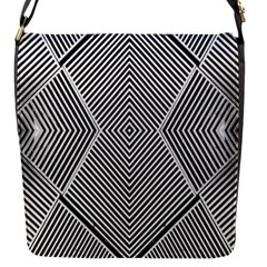 Black And White Line Abstract Flap Messenger Bag (s) by Simbadda