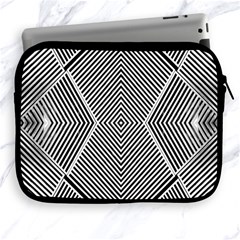 Black And White Line Abstract Apple Ipad 2/3/4 Zipper Cases by Simbadda