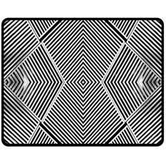 Black And White Line Abstract Double Sided Fleece Blanket (medium)  by Simbadda