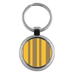 Brown And Orange Herringbone Pattern Wallpaper Background Key Chains (round)  by Simbadda