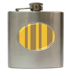 Brown And Orange Herringbone Pattern Wallpaper Background Hip Flask (6 Oz) by Simbadda