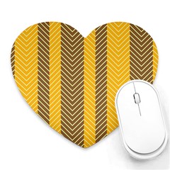 Brown And Orange Herringbone Pattern Wallpaper Background Heart Mousepads by Simbadda