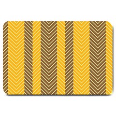 Brown And Orange Herringbone Pattern Wallpaper Background Large Doormat  by Simbadda