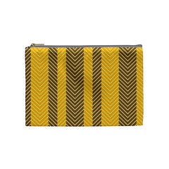 Brown And Orange Herringbone Pattern Wallpaper Background Cosmetic Bag (medium)  by Simbadda