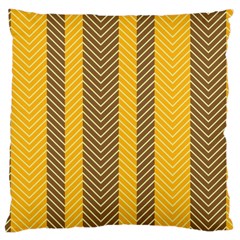 Brown And Orange Herringbone Pattern Wallpaper Background Large Cushion Case (two Sides) by Simbadda