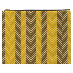 Brown And Orange Herringbone Pattern Wallpaper Background Cosmetic Bag (xxxl)  by Simbadda