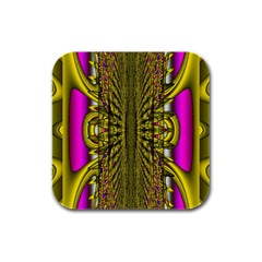 Fractal In Purple And Gold Rubber Square Coaster (4 Pack) 