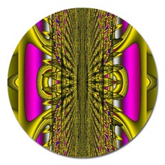 Fractal In Purple And Gold Magnet 5  (round) by Simbadda