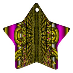 Fractal In Purple And Gold Star Ornament (two Sides) by Simbadda