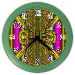 Fractal In Purple And Gold Color Wall Clocks by Simbadda