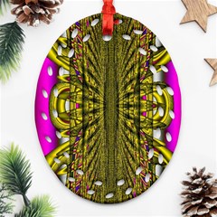 Fractal In Purple And Gold Ornament (oval Filigree) by Simbadda