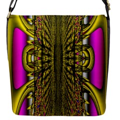 Fractal In Purple And Gold Flap Messenger Bag (s) by Simbadda