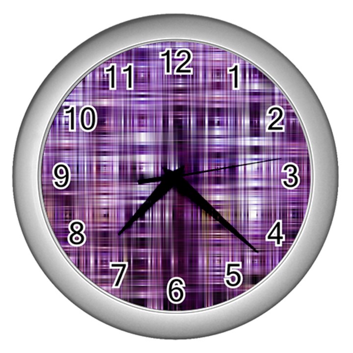 Purple Wave Abstract Background Shades Of Purple Tightly Woven Wall Clocks (Silver) 