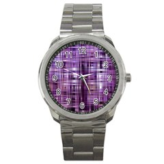 Purple Wave Abstract Background Shades Of Purple Tightly Woven Sport Metal Watch by Simbadda