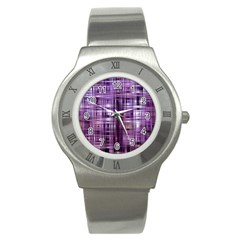 Purple Wave Abstract Background Shades Of Purple Tightly Woven Stainless Steel Watch by Simbadda