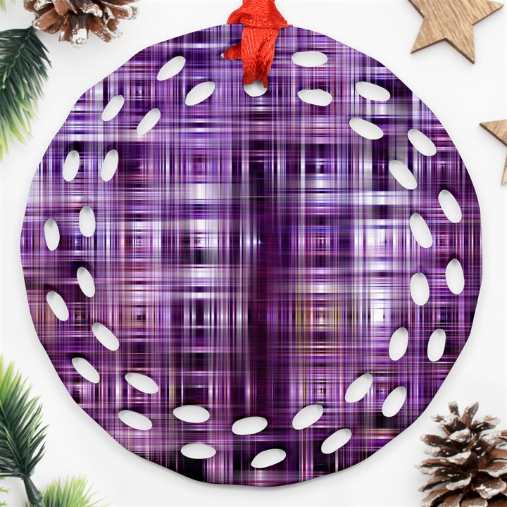 Purple Wave Abstract Background Shades Of Purple Tightly Woven Round Filigree Ornament (Two Sides)