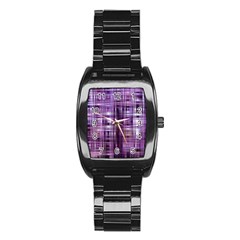 Purple Wave Abstract Background Shades Of Purple Tightly Woven Stainless Steel Barrel Watch by Simbadda