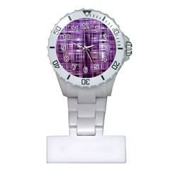 Purple Wave Abstract Background Shades Of Purple Tightly Woven Plastic Nurses Watch by Simbadda