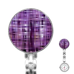 Purple Wave Abstract Background Shades Of Purple Tightly Woven Stainless Steel Nurses Watch