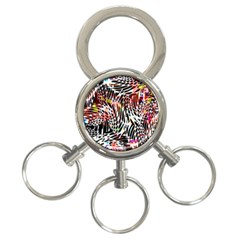 Abstract Composition Digital Processing 3-ring Key Chains by Simbadda