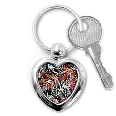 Abstract Composition Digital Processing Key Chains (heart)  by Simbadda