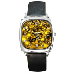 Vortex Glow Abstract Background Square Metal Watch by Simbadda