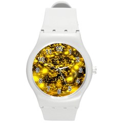 Vortex Glow Abstract Background Round Plastic Sport Watch (m) by Simbadda