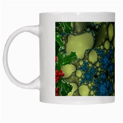 Holly Frame With Stone Fractal Background White Mugs by Simbadda