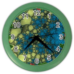 Holly Frame With Stone Fractal Background Color Wall Clocks by Simbadda