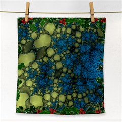 Holly Frame With Stone Fractal Background Face Towel