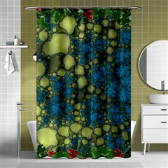 Holly Frame With Stone Fractal Background Shower Curtain 48  X 72  (small)  by Simbadda