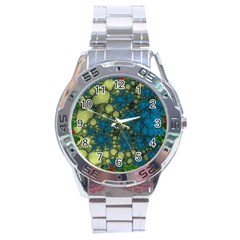 Holly Frame With Stone Fractal Background Stainless Steel Analogue Watch by Simbadda