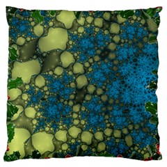 Holly Frame With Stone Fractal Background Large Cushion Case (one Side) by Simbadda