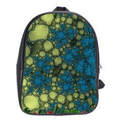 Holly Frame With Stone Fractal Background School Bags (xl)  by Simbadda