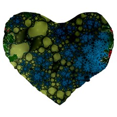 Holly Frame With Stone Fractal Background Large 19  Premium Flano Heart Shape Cushions by Simbadda