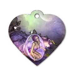 Wonderful Fairy In The Wonderland , Colorful Landscape Dog Tag Heart (one Side) by FantasyWorld7