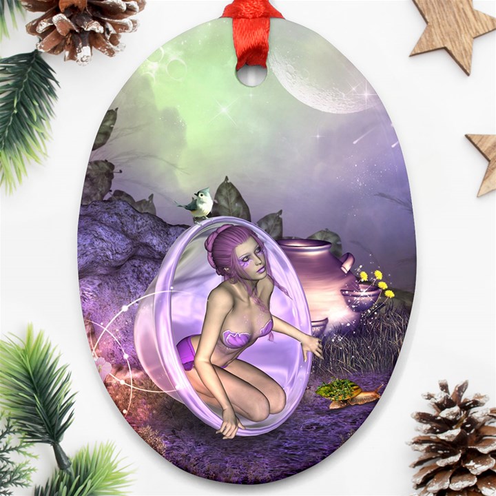 Wonderful Fairy In The Wonderland , Colorful Landscape Ornament (Oval)