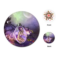 Wonderful Fairy In The Wonderland , Colorful Landscape Playing Cards (round)  by FantasyWorld7