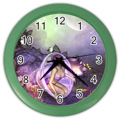 Wonderful Fairy In The Wonderland , Colorful Landscape Color Wall Clocks by FantasyWorld7