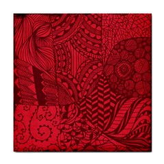 Deep Red Background Abstract Tile Coasters by Simbadda