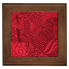 Deep Red Background Abstract Framed Tiles by Simbadda